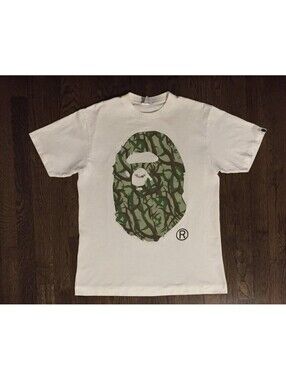 A Bathing Ape Camo Logo Tee Shirt Medium White